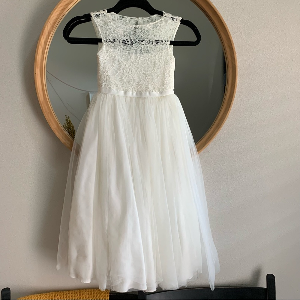 BHLDN White Lace Kids Formal Dress